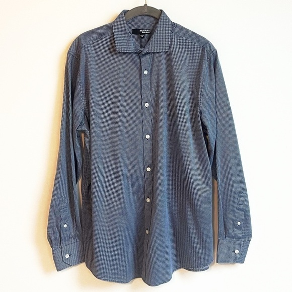 NEW Murano Liquid Luxury Long Sleeve Button Down Men’s Dress Shirt medium Blue - Picture 1 of 6